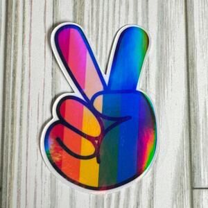 Waterproof Vinyl Sticker "Rainbow Peace Sign" LGBTQ Sticker